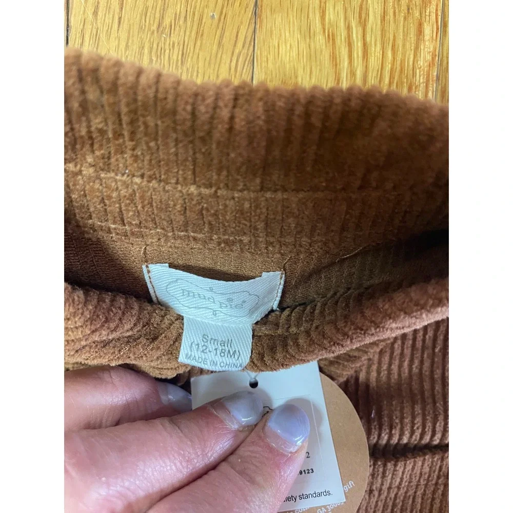 Mud Pie Toddler Boys Caramel Corduroy Shacket Brown Button Down Shirt 12-18M NWT